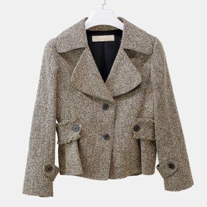 Valentino Brown Tweed Ruffle Jacket